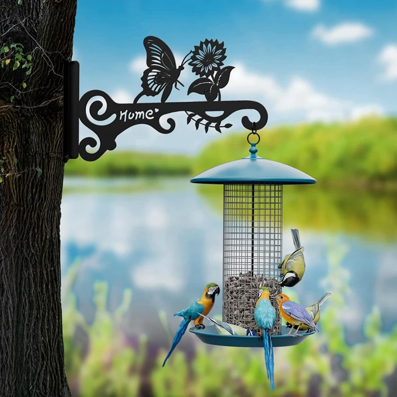 10Inch Metal Plant Hooks - Decorative Wall Hangers with Butterfly Design for Indoor & Outdoor Use -Hanging Brackets 2Pcs-SPMI