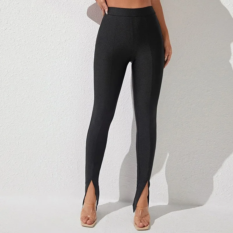 Women\'s Elegant Slim Slit Micro Flared Pants Temperament Commuting Female Clothing New Woman Fashion Trousers