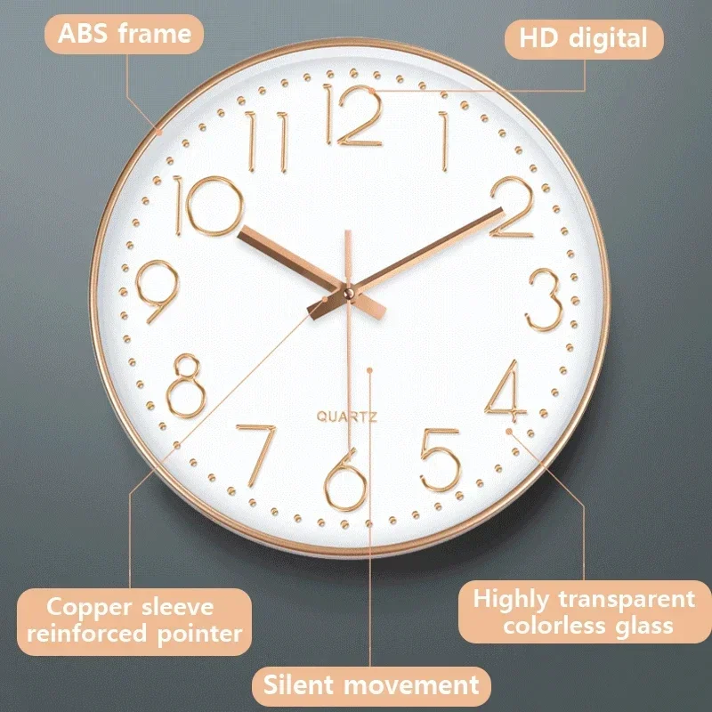 Silent Wall Clock Three-dimensional Digital Scale 12 Inches 30 Cm Fashionable Decoration Living Room Study Home Decoration