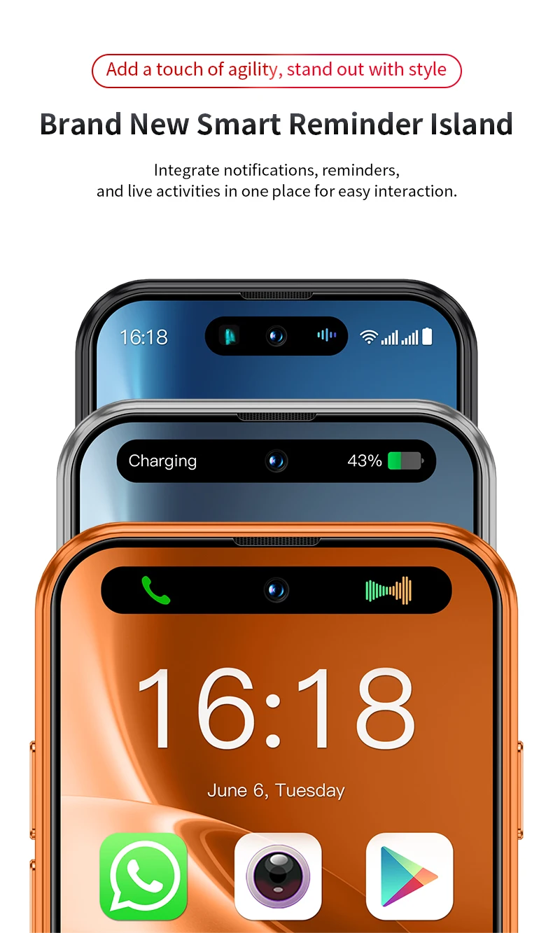 SERVO KING9600 Mini Android 15 Mobile Phone 4G 8GB RAM 128GB ROM Dual SIM Face Unlock WiFi GPS OTG Pocket Cellphone Play Store
