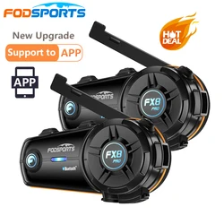 2pcs Fodsports FX8 Pro 8 Riders 1000m Helmet Motorcycle Bluetooth Dual Chip 5.0 Universal Wireless Helmet Waterproof  Intercom