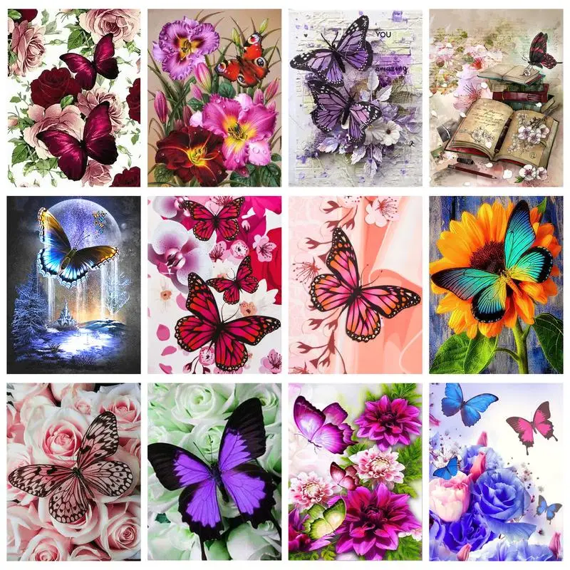 

5D DIY Diamond Painting Kit, Butterfly, Flower Cross Stitch Kits, Full Drill, Mosaic Embroidery, Animal Art Wall, Home Decor