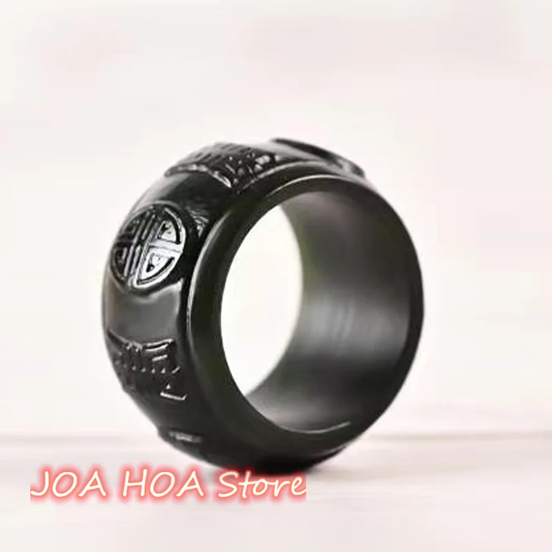 

Rare Natural Hetian Jade Ring Beautifully Hand Carved Pattern Delicate Handring Pendant Hand-hewelry Perfect Fine Jewelry