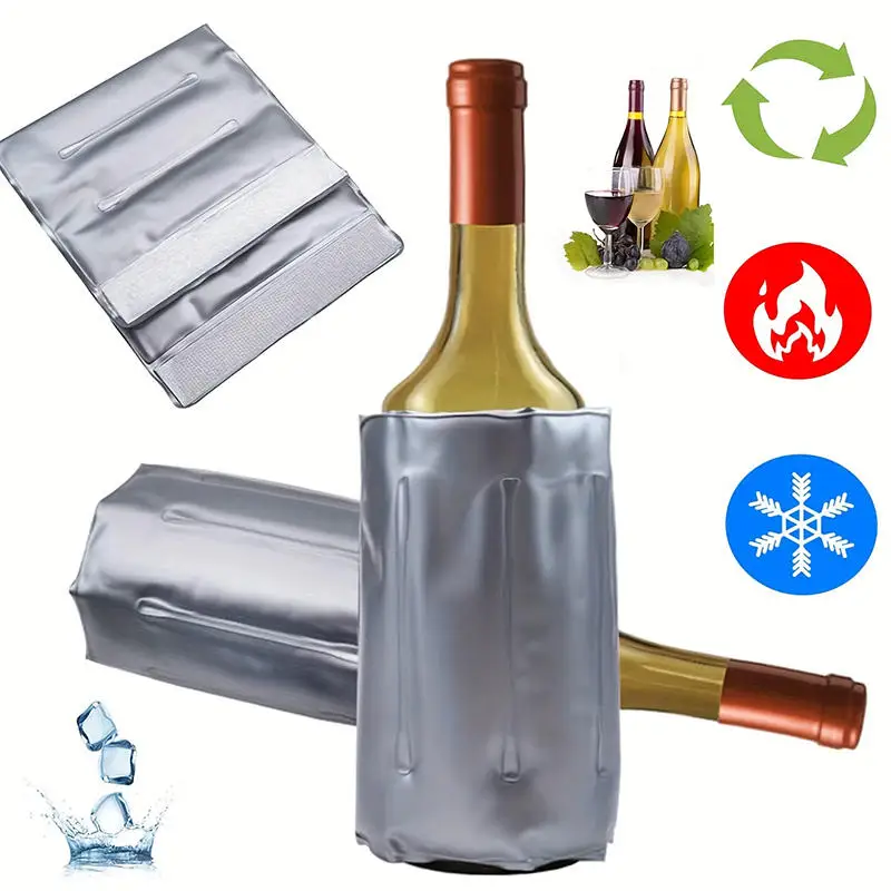 1PC Portable Gel Wine Cooler Sleeve Champagne Beer Bottle Chiller Bag for Picnic, Camping & BBQ Travel Drink Cooler Gift