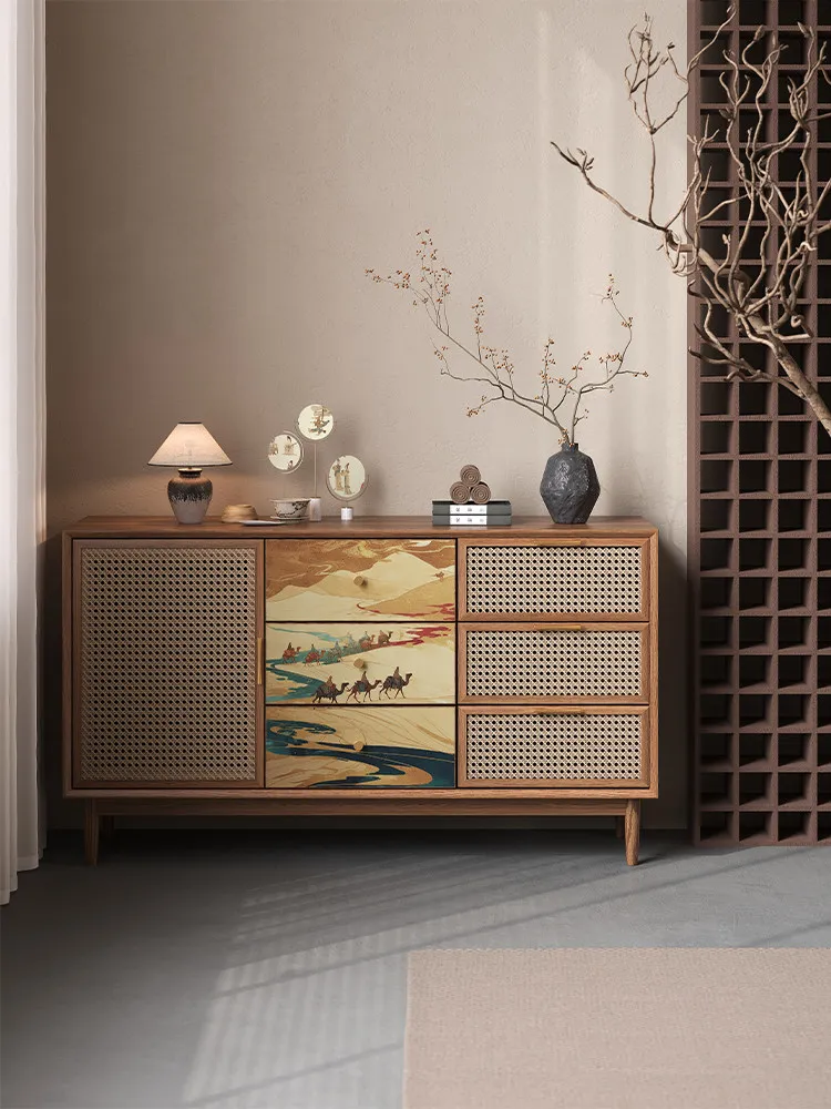 DSA solid wood wall integrated side cabinet, chest cabinet, living room advanced sense entrance locker