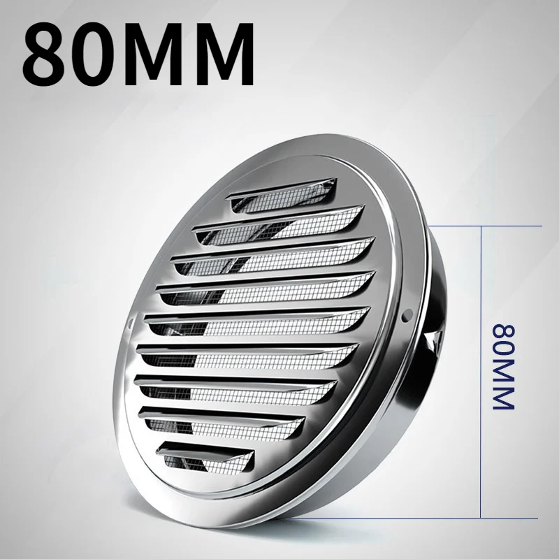 Roestvrijstalen Buitenwand Luchtuitlaat Rooster 70-200Mm Ronde Duct Cap Luchtventilatie Afdekking Gat Plug Ventilatiesysteem
