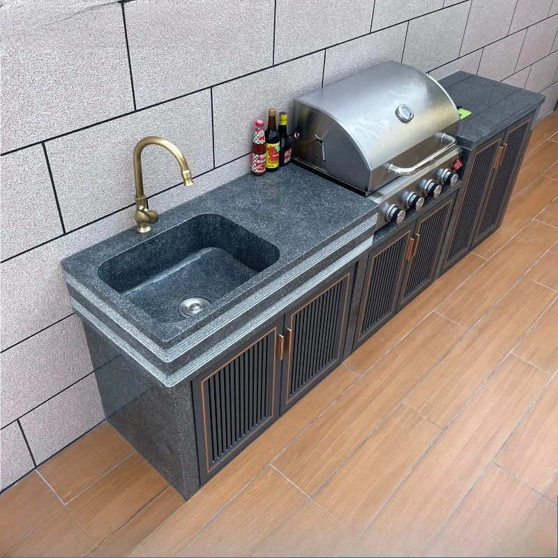 

Marble BBQ Wash Table Patio Outdoor Stone Integrated Wash Pool Villa Garden Kitchen Operation Workbench