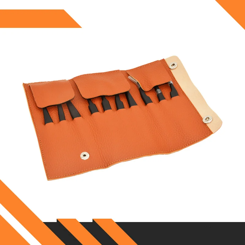 10 قطعة الفولاذ المقاوم للصدأ الدقة الاستاتيكيه حقيبة جلدية الملقط مجموعة أدوات الصيانة المهنية مستقيم الكوع ESD الجمال مجموعة #3