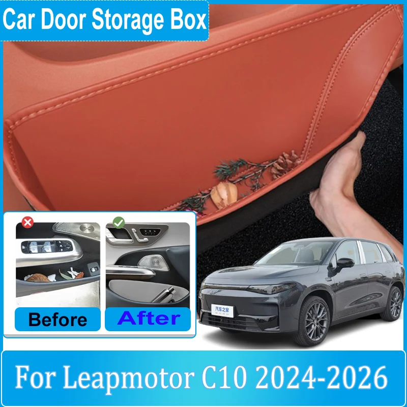 Auto Door Storage Box For Leapmotor C10 2026 Accessories i C10 2024 2025 Cars Door Slot Storage Pocket Organizer Bucket Tidying