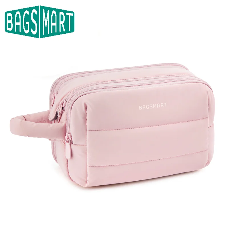 BAGSMART Borsa da toilette da viaggio Borsa per cosmetici da donna impermeabile Borsa per riporre prodotti per la cura della pelle di grande