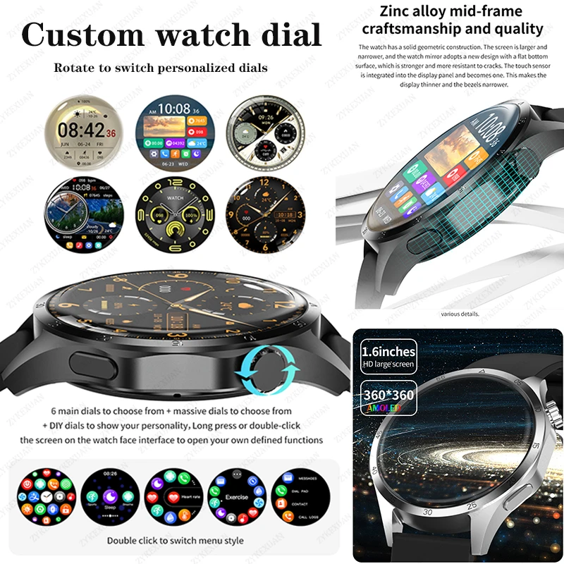 2024New GPS Track Rugged Military Smart Watch Men AMOLED HD Screen IP68 Waterproof NFC Bluetooth Call SmartWatch For Android IOS