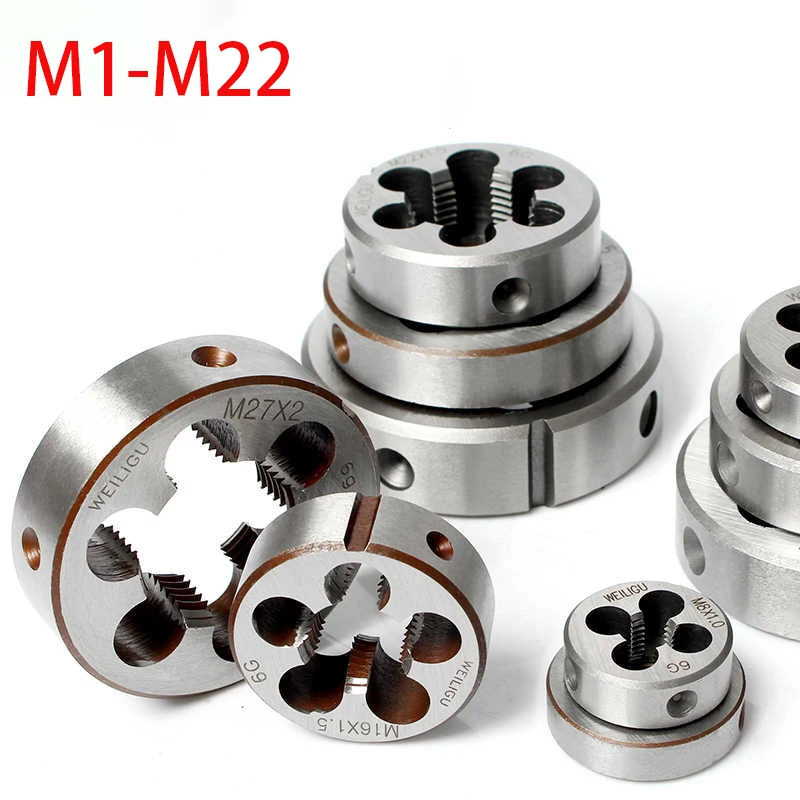 1pcs Thread Die M1 M1.2 M1.4 M1.6 M1.8 M2 M2.2 M2.3 M2.5 M2.6 M3 M4 M5-M22 High Speed Steel Round Dies Threading Cutting Tool