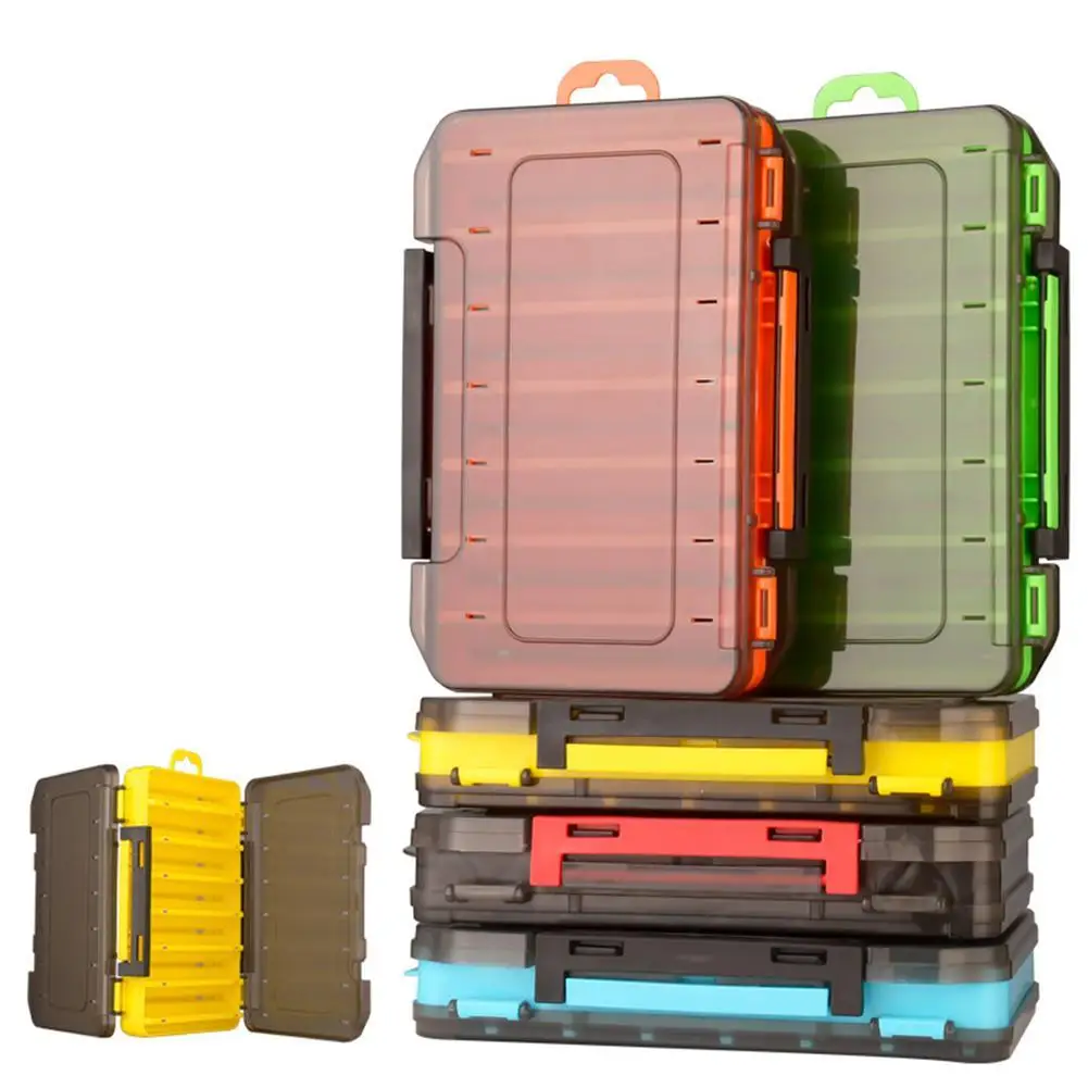 

14 Compartments Fishing Tackle Box Double-sided Lure Hook Storage Case Organizer Fishing Accessories