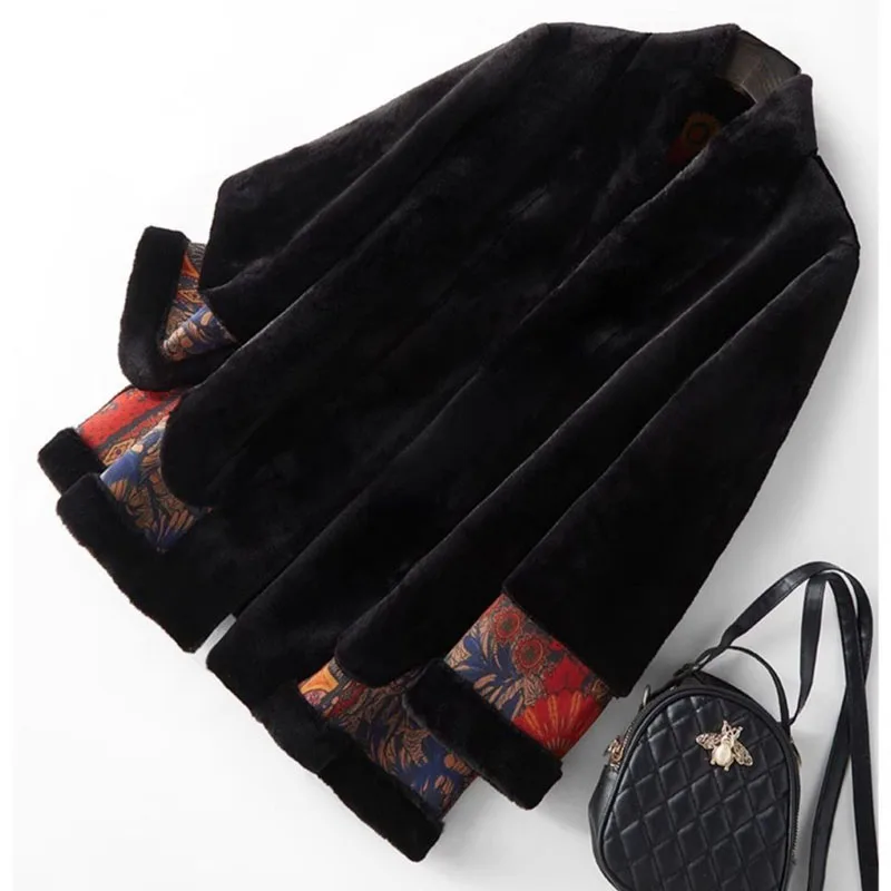 한국 여성 긴팔 인조 모피 재킷 겨울 여성 양면 모피 코트 2025 중년 여성 큰 사이즈 4XL 플러시 아우터