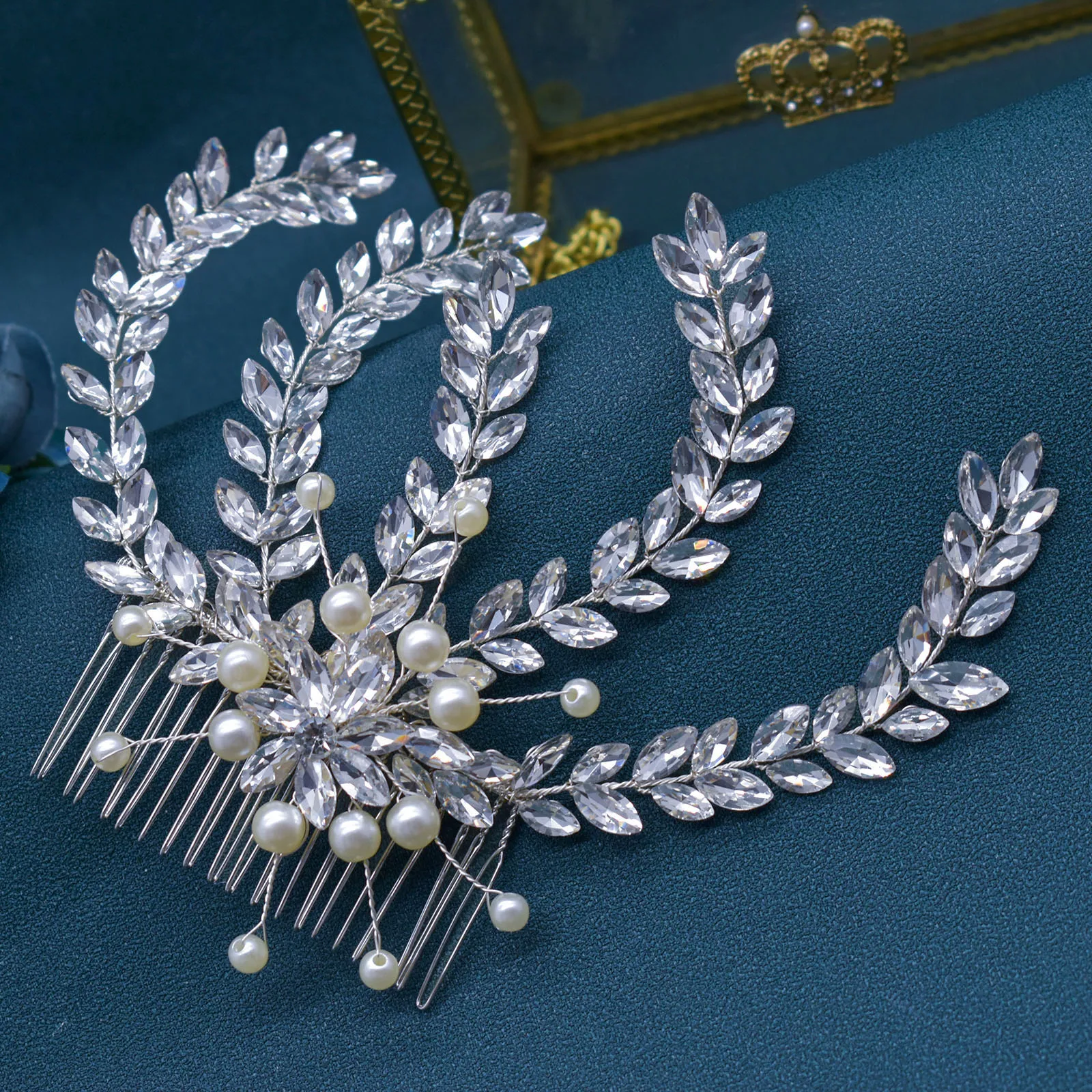 

A512 Crystal Wedding Accessories Bridal Hair Jewelry Rhinestone Tiaras Hairpin Head Piece Hair Comb Headband Hairpins Hairbands