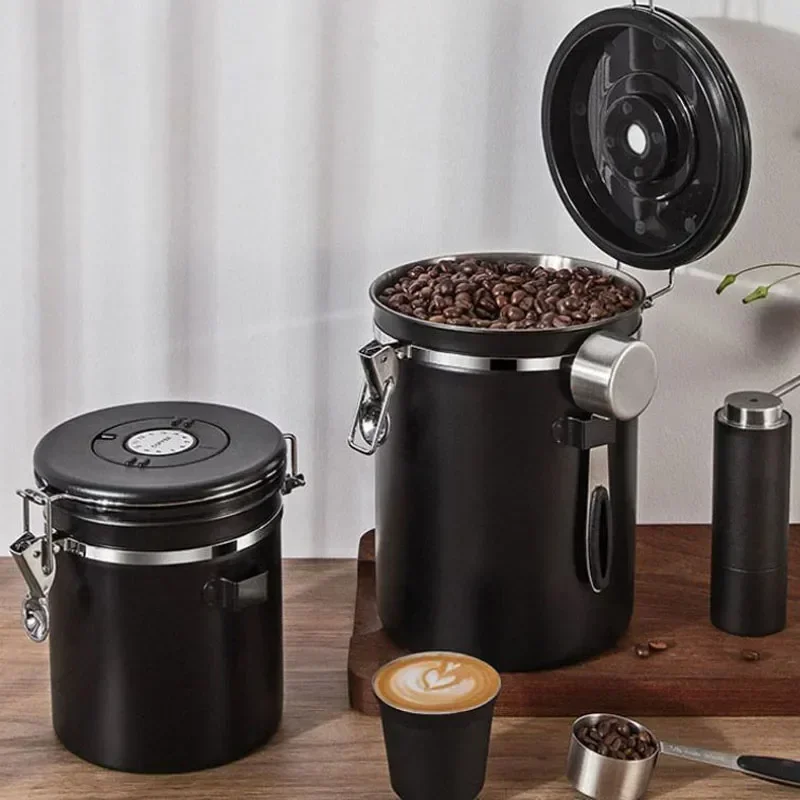 Storage Large Stainless Can Black Bean Container Coffee Food Coffee Capacity Sealing Filling Steel Container Storage