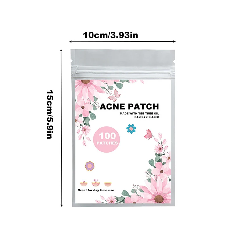 Patch de boutons d'acné invisible pour hommes et femmes, autocollant de conception de fleur de guérison, réparation professionnelle du visage, soins de la peau, 100 pièces