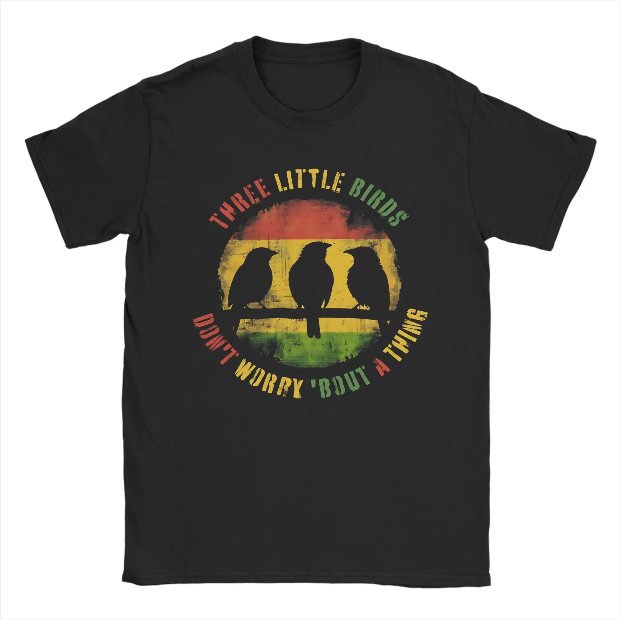 Casual Three Little Birds Reggae T-Shirt for Men O Neck Pure Cotton T Shirts  Short Sleeve Tee Shirt Gift Idea Tops