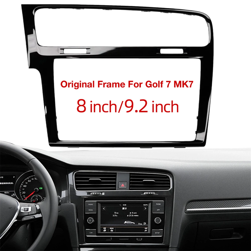 

LHD MIB Radio Frame For VW Golf 7 MK7 Golf 7.5 MK7.5 Piano Black Radio Plates Interior Decorative Frame 8/9.2 inch Screen Bezel