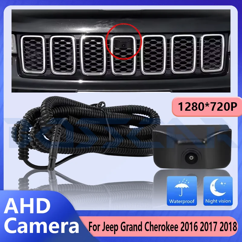 

Автомобильная камера переднего вида для Jeep Grand Cherokee 2016 2017 2018 AHD OEM HD ночного видения «рыбий глаз» 150 ° Система хромированного монитора парковки
