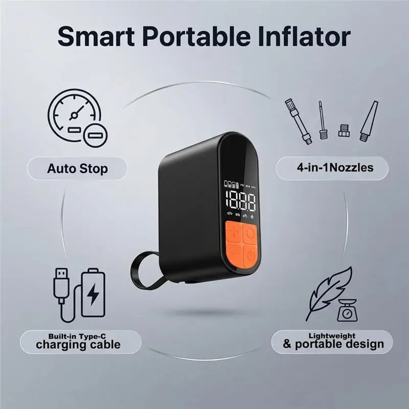 A98M Portable Air Compressor Cordless Air Pump With LCD Display Rechargeable Mini Air Compressor