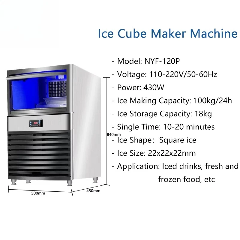 Ice Maker 100kg Automatic Commercial Ice Block Making Machine Ice Cube Machine for Business Restaurant Hotel
