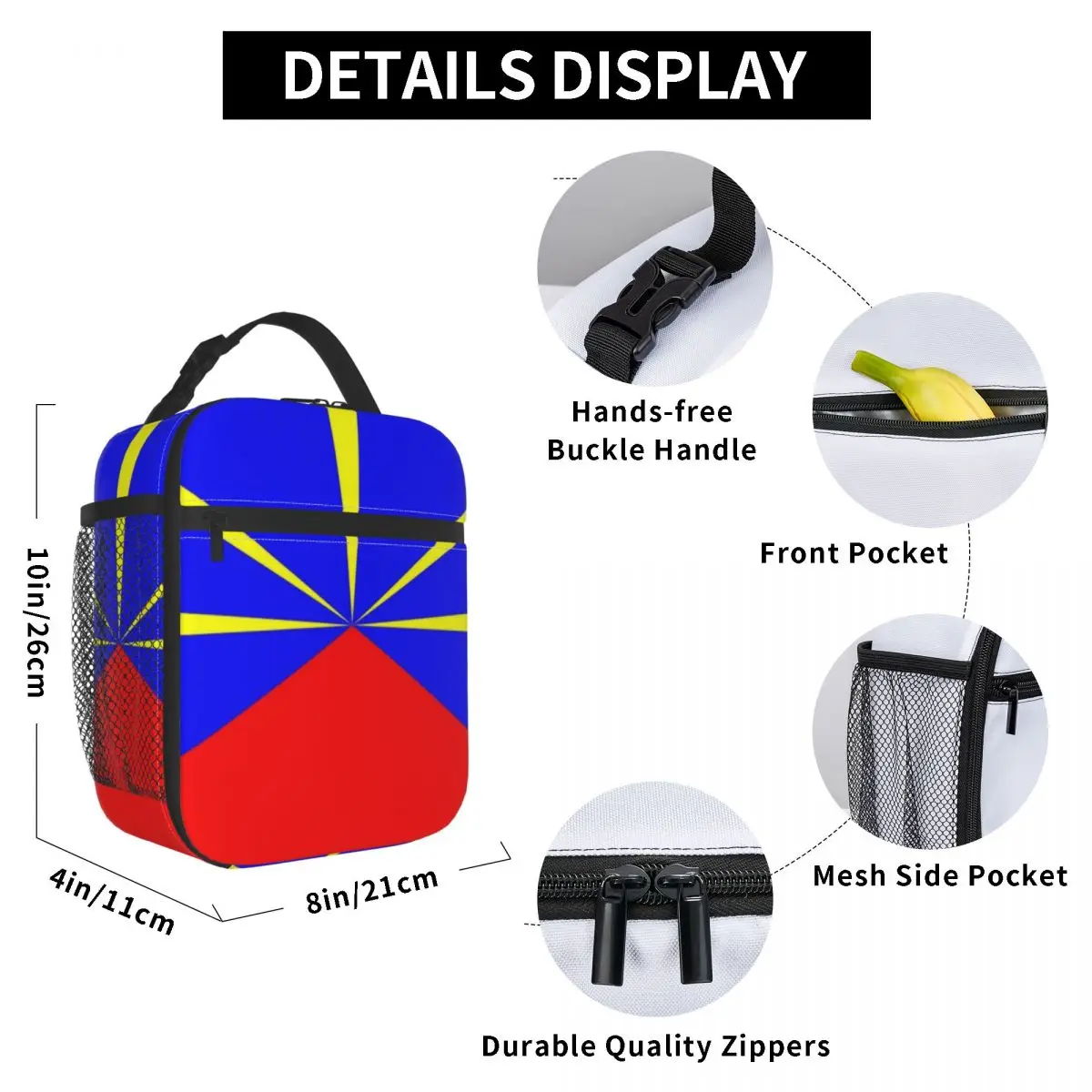974 Reunion Island Flag Insulated Lunch Bags for Women Reunionese Proud Portable Thermal Cooler Food Lunch Box School