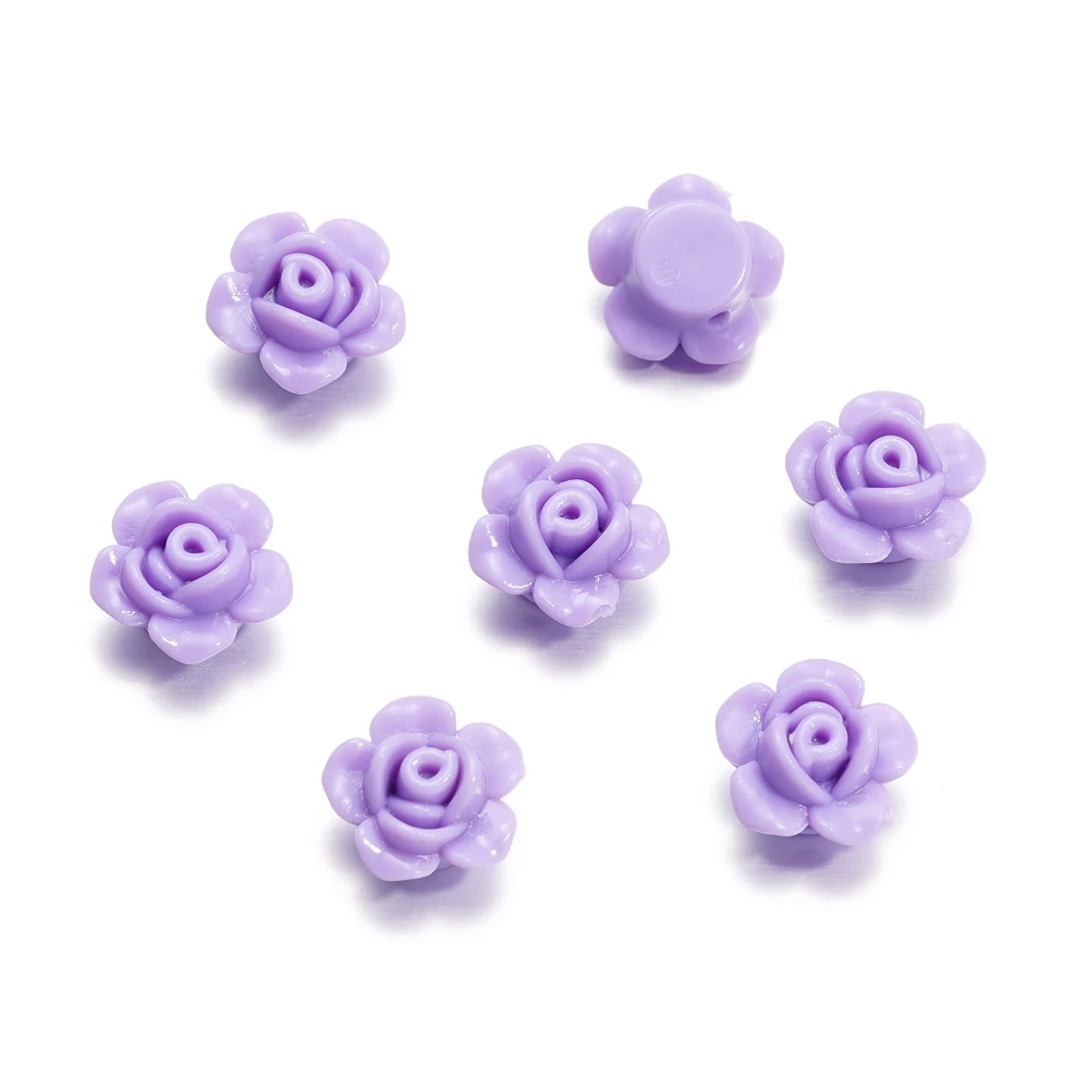 Cuentas espaciadoras sueltas de acrílico para fabricación de joyas, accesorios de ropa hechos a mano, pulsera DIY, flor Rosa colorida, 13mm, 40 unidades por lote