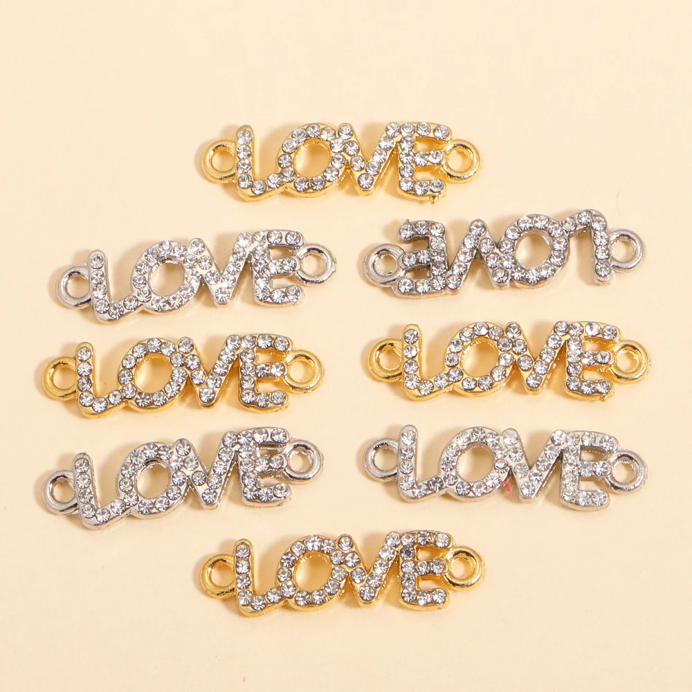 10Pcs Mode Legierung Zirkon Brief LIEBE Stecker Anhänger Für DIY Armband Halskette Handgemachte Schmuck Finden Liefert Gif – Detail 2