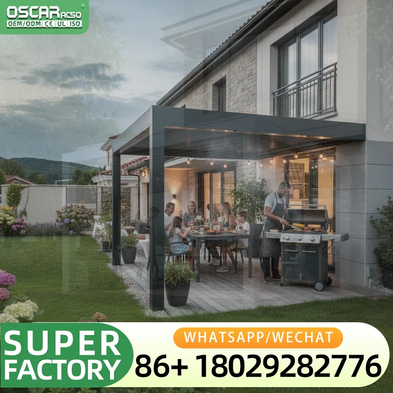 Wholesale Smart Screen Outdoor Waterproof Aluminum Pergola Louvre Hardtop Gazebo 3x2 12x12 Pressure Treated Natural Wood for Gar