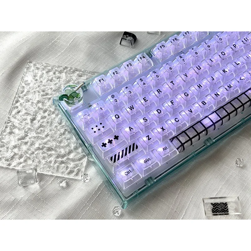 Transparent Keycaps 138key Blank Clear KCA Profile PC KeyCap Backlit RGB Custom Key Cap for Mx Switch Mechanical Gaming Keyboard