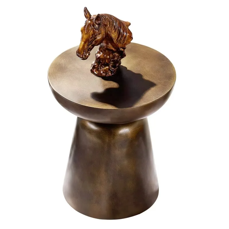 

Nordic Style Bronze Brushed Messy Pattern Sofa Corner for Living Room Creative Coffee Table with Decorative Features