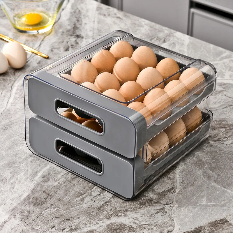 1pcs，Automatic Scrolling Egg Rack Holder Storage Box Egg Basket Container Organizer  Refrigerator Egg Dispenser For Kitchen