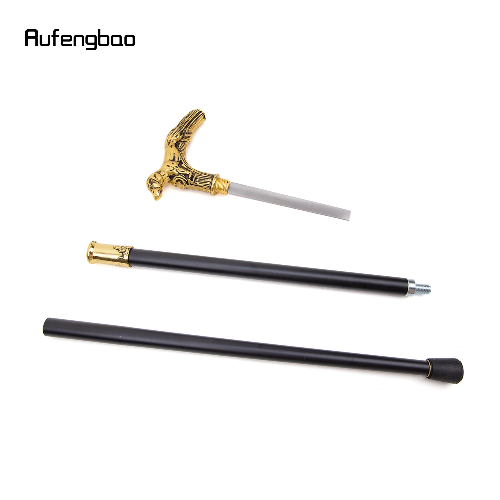 Gouden Hond Handvat Luxe Wandelstok met Verborgen Plaat Zelfverdediging Mode Riet Plaat Cosplay Crosier Stick 90cm