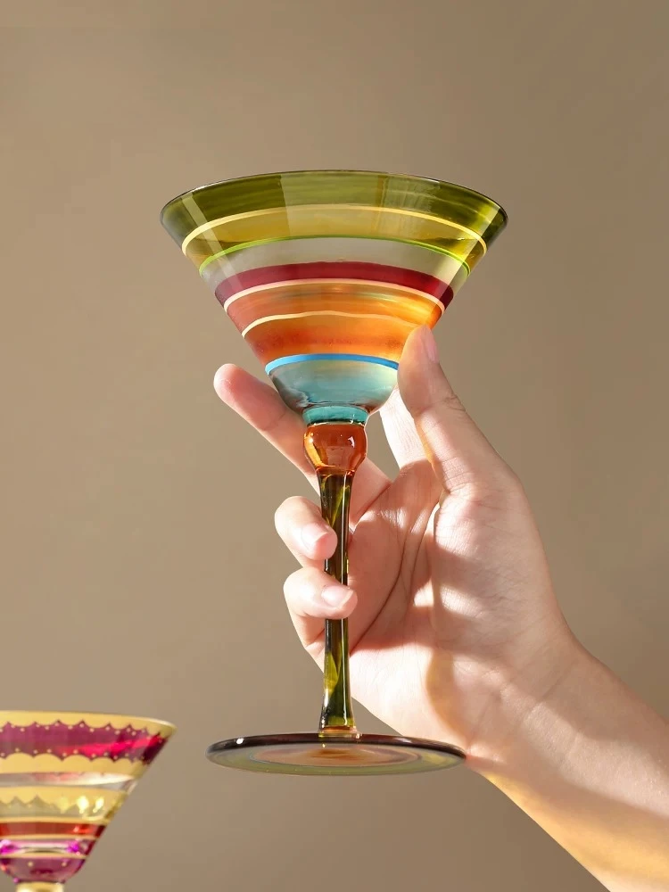 Painted Martini Wine Glass Cocktail Glass Goblet Household Glass Wine Quality High Value Gift