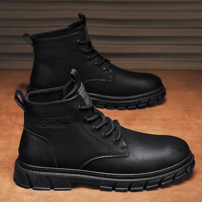 Botas de invierno para hombre, botines de cuero para actividades al aire libre, botas informales ligeras de alta calidad, botas de trabajo masculinas de diseñador, botas clásicas hechas a mano