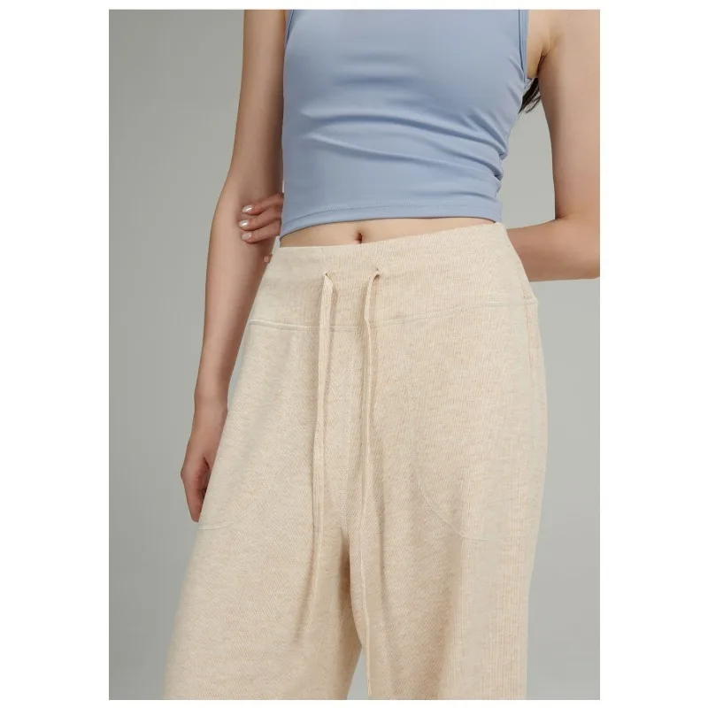 Autumn Winter Korean Style Loose Knitted Pants Wide Leg Loose Shaking Floor Mopping for Women