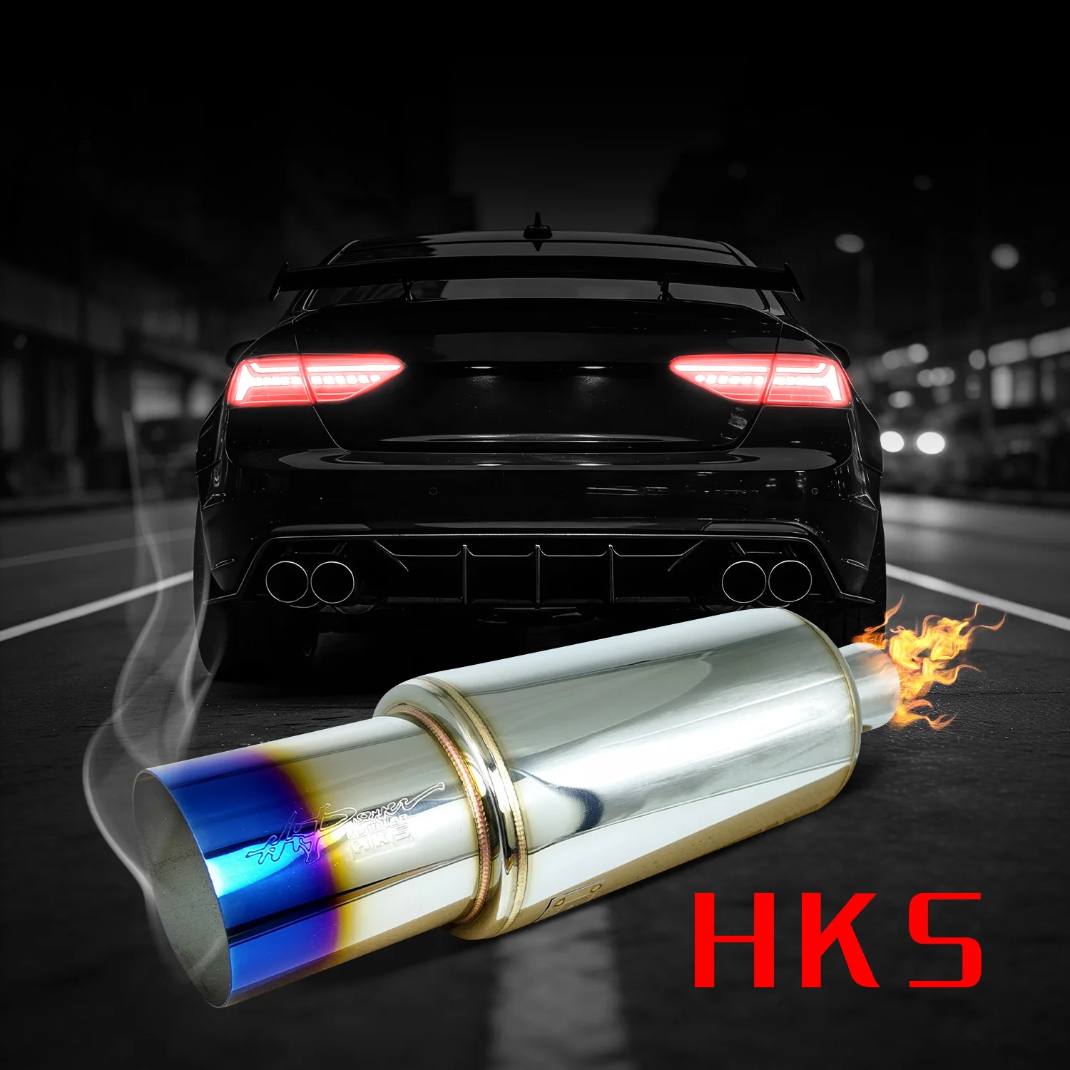 

HKS Muffler Tail Pipe Length 560mm Car exhaust sound enhanced tailpipe Stainless Steel Car Exhaust Pipe 51/63/76MM Outlet 101mm