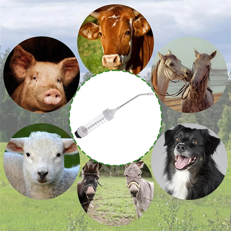 

AT29-Reusable Animal Medicine Dispenser, 500ML Large Veterinary Metal Feeding Gun,Adjustable Livestock Drench-Gun
