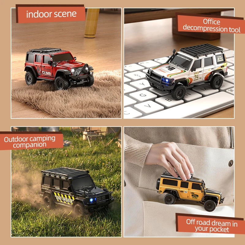 1/43 Remote Control Off-Road Car R43 Series 4WD Climbing Drift Car 2.4G Remote Control Desktop Indoor Stress Relief Toy for Boys