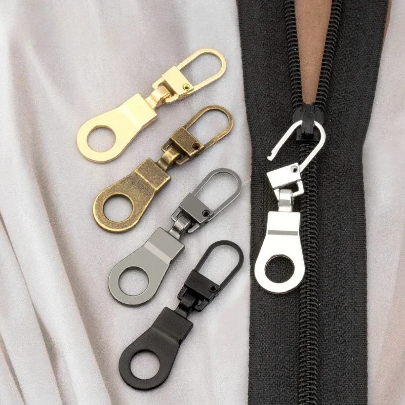 5PCS Metal Zip Puller Replacement Tab Zipper Sliders Head Zipper Head Detachable Backpacks Purses Repair Sewing Accessories