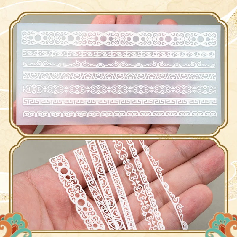Ultra-light Clay Chinese Antique Lace Silicone Mold DIY Figure Polymer Clay Character Clothing/headwear Fondant Modeling Mold