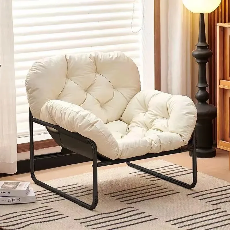 DurableSingle Sofa Chair Nordic Living Room Balcony Wrought Iron Sofa Small Apartment Medieval Style Lunch Break Lazy Sofa Chair