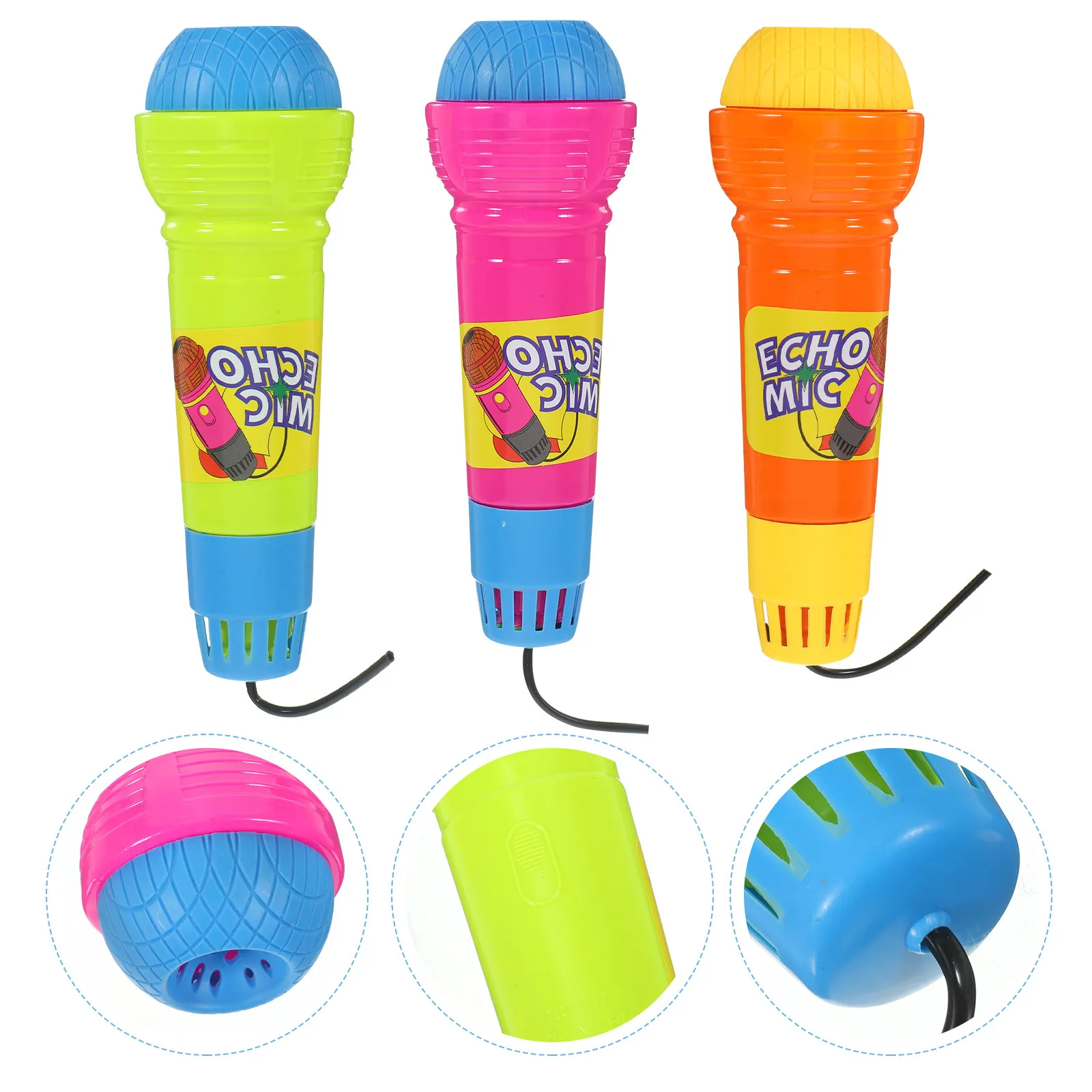 

3Pcs Echo Microphone Simulation Plastic Vivid Kids Karaoke Party Favor Pretend Play Gift Echo Microphone for Kids
