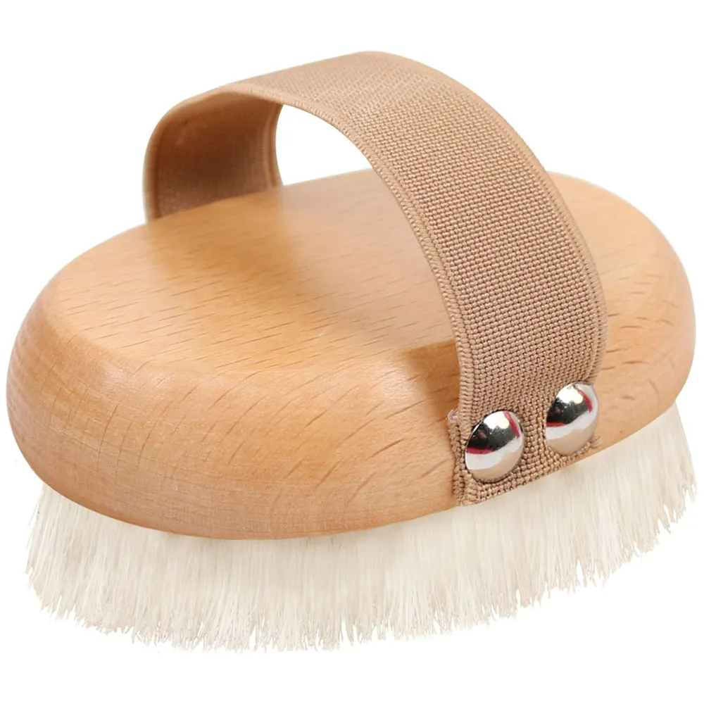 Dry Body Brush, with Soft Vegan Bristles, Anti-Slip Wooden Exfoliating Bath Brush, Suitable for Both Dry and Wet Use, for Deep B