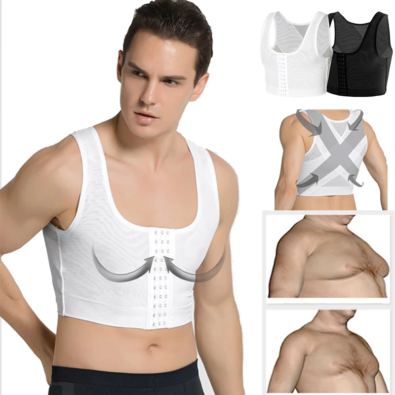 Men Gynecomastia Shaper Vest Slimming Chest Control Boobs Shapewear Firm Girdles Hook Corrector Compression Shirt Corset Tops