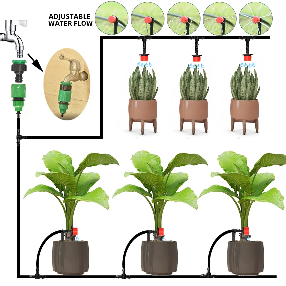 5M-60M Drip Irrigation System Plant Watering Set Watering Kits Adjustable Drippers For Irrigation Micro Garden Watering System