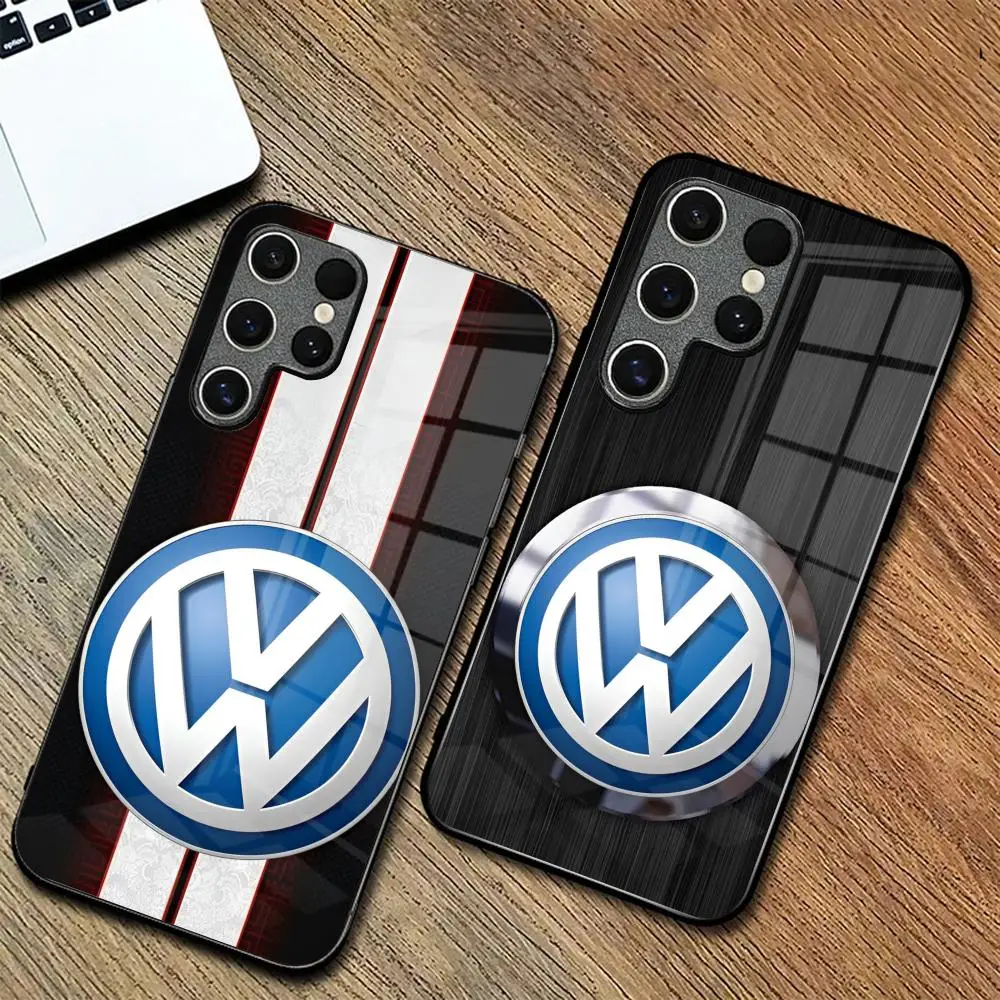 The Car V-VolkswagenES MAISTO Mouse Pad Glass Phone Case For Samsung Galaxy A15 A25 A35 A55 A14 A54 A13 A33 A53 A51 A05 A04