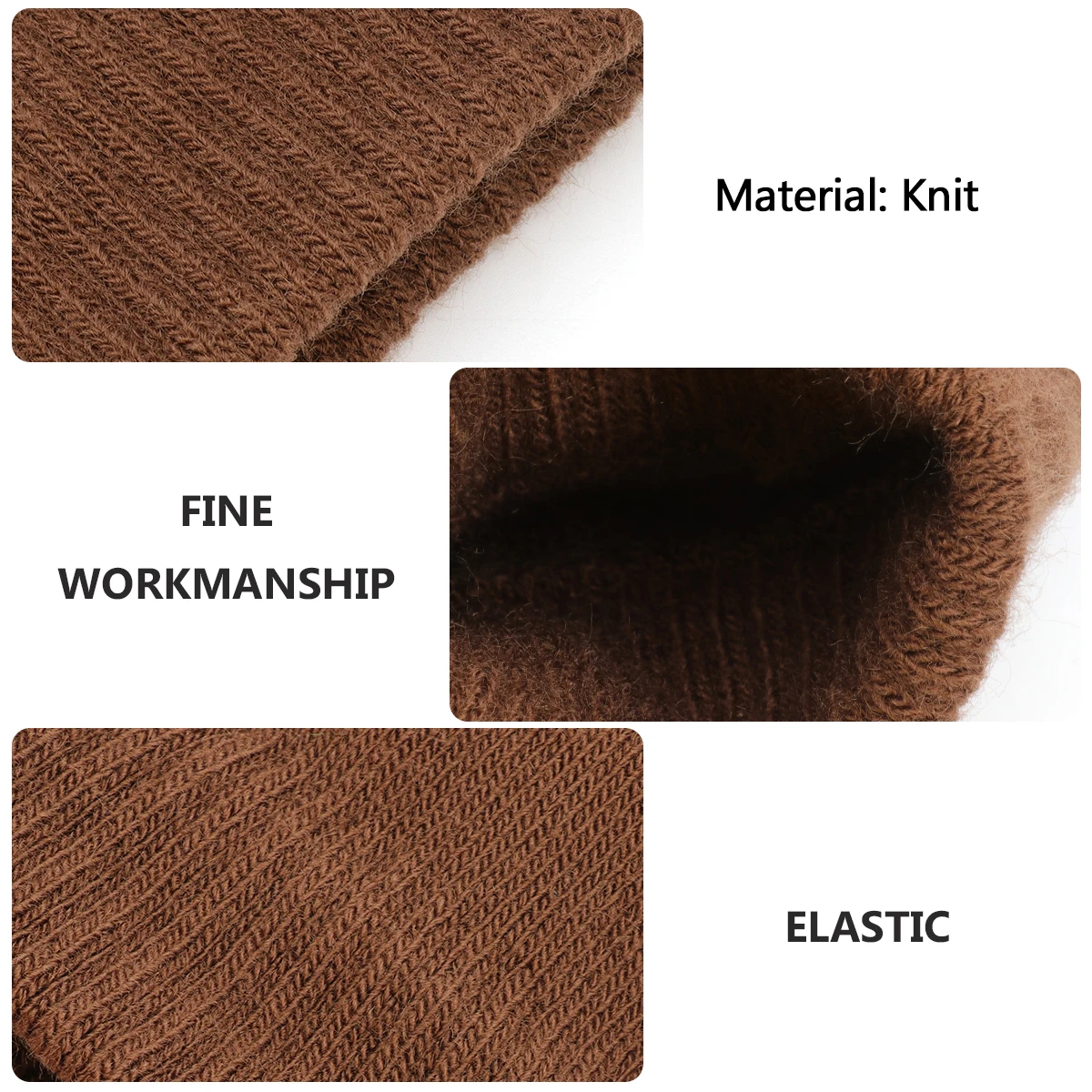 

1 Pair Warm Knit Gloves Solid Color Winter Adult Handwear Windproof Thermal Mittens For Outdoor Skiing