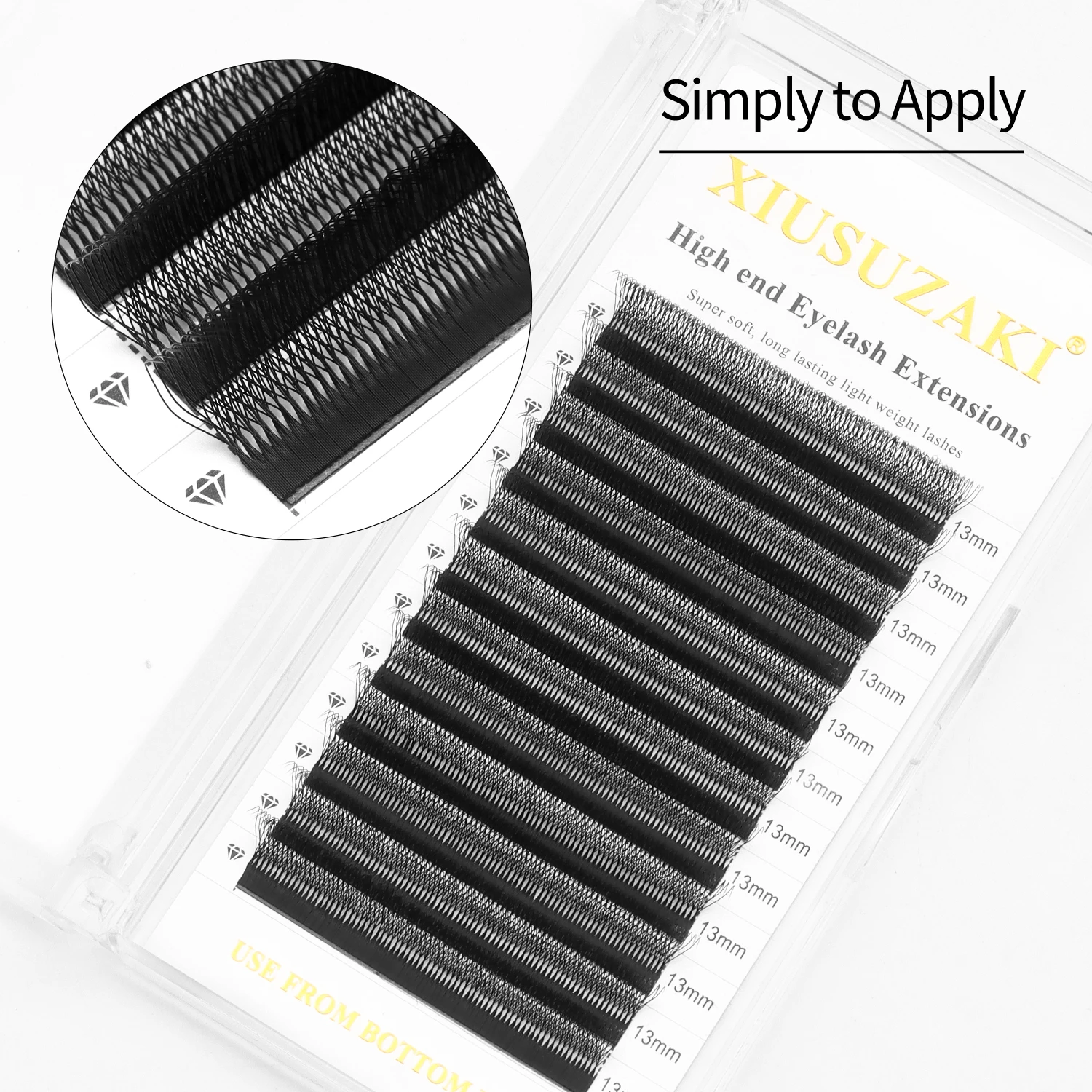 XIUSUZAKI Extensions de cils en forme de U 6DW noir mat en forme de U 6DW Extensions de cils ventilateurs préfabriqués individuels faux cils